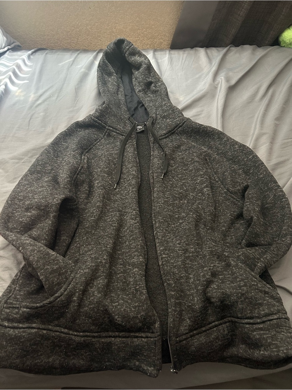 Men's Dark Charcoal Full-Zip Hooded Sweatshirt
